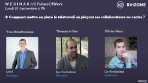 Webinar Télétravail (1h) La Pandémie du COVID 19 place la question du télétravail au centre. Comment mettre en place le travail à distance ? Pour qui ? Quelles sont les expériences qui marchent ? A quoi faut-il faire attention ? Quelle importance du feedback dans le management ? Comment manager en distanciel ? Un webinar #FutureOfWork animé par Rhizome de Paris Tech.